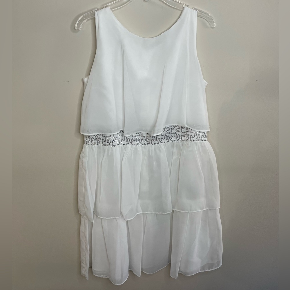 Sweet Kids size 16 white chiffon dress with sequin accents